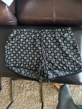 About A Girl Black and White Floral Drawstring Shorts